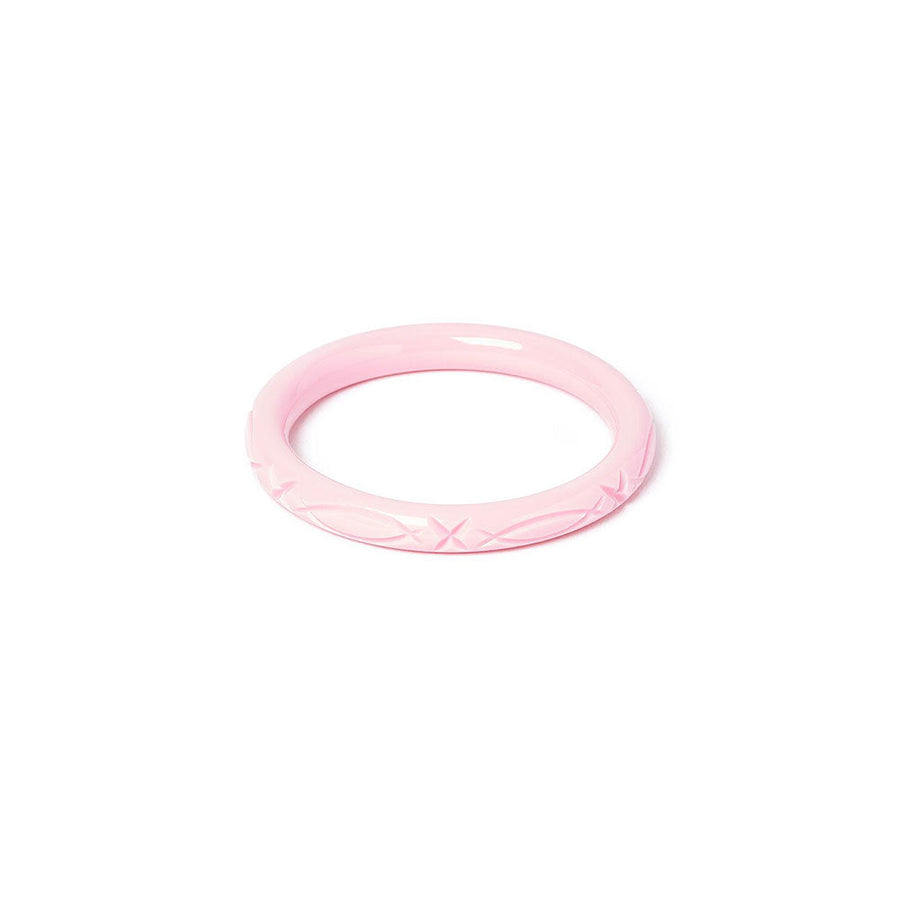 Narrow Baby Pink Heavy Carve Bangle by Splendette image