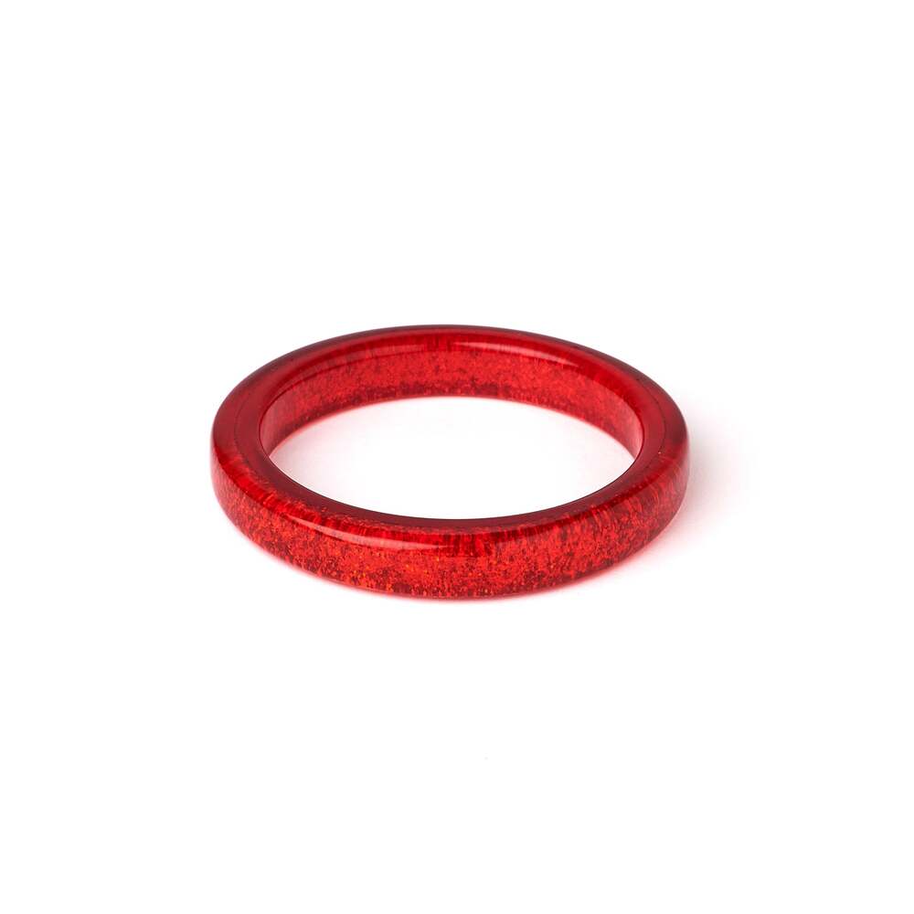 Narrow Red Glitter Medium Bangle by Splendette 2