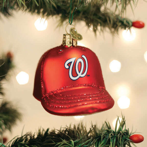 Old World Christmas Nationals Baseball Cap Blown Glass Ornament