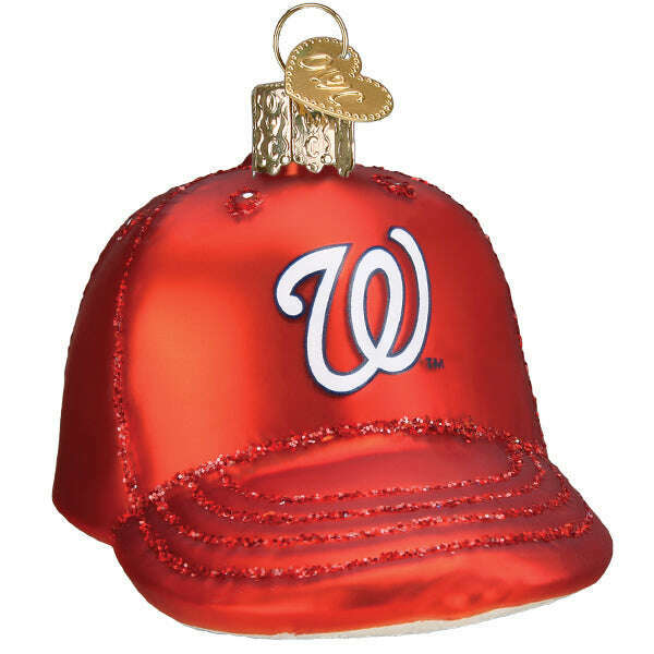 Old World Christmas Nationals Baseball Cap Blown Glass Ornament