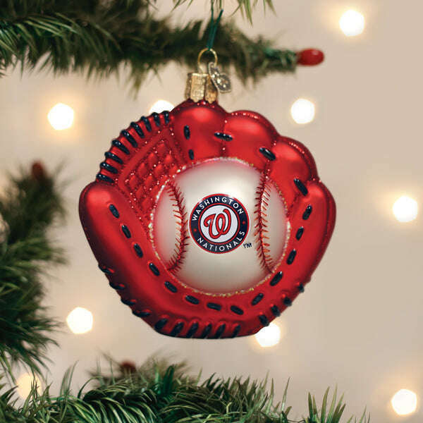 Old World Christmas Nationals Baseball Mitt Blown Glass Ornament