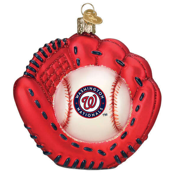 Old World Christmas Nationals Baseball Mitt Blown Glass Ornament