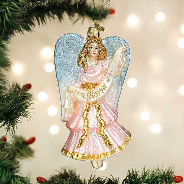 Old World Christmas Nativity Angel Blown Glass Ornament