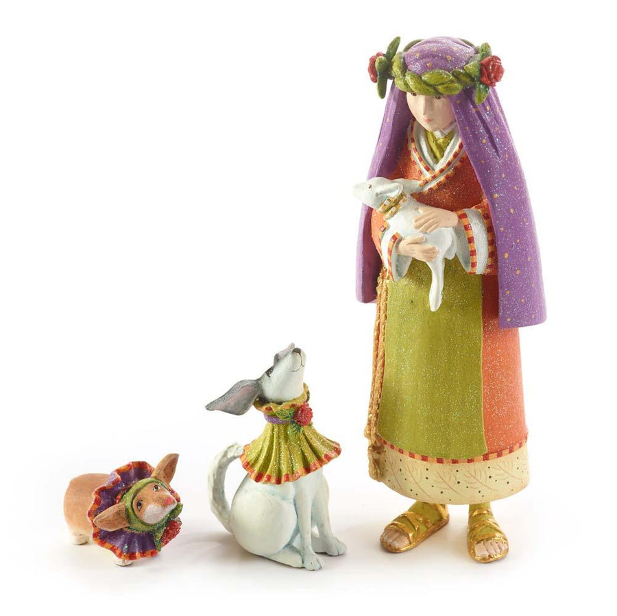 Nativity Shepherdess with Dog Figures by Patience Brewster - Quirks!