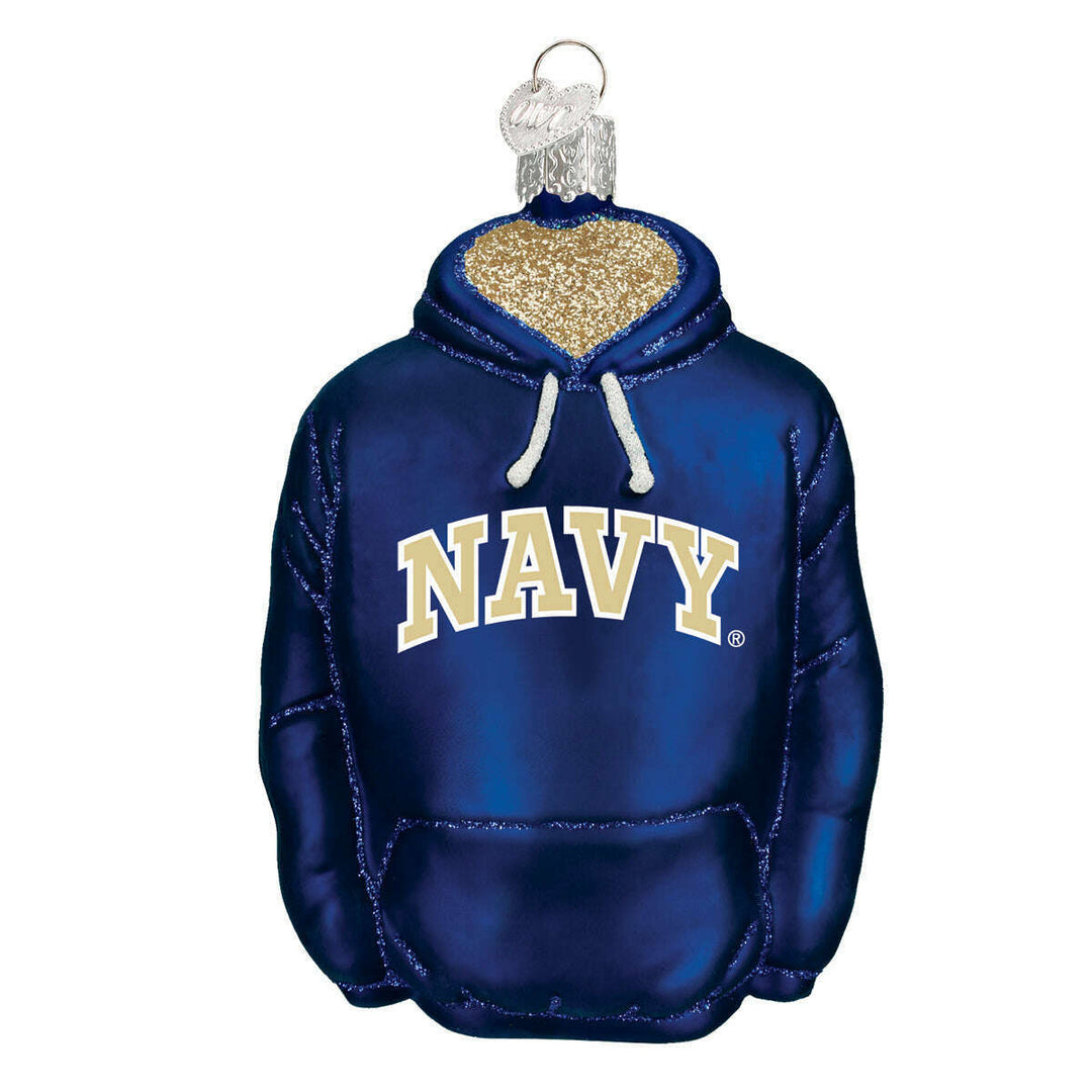 Old World Christmas Navy Hoodie Blown Glass Ornament