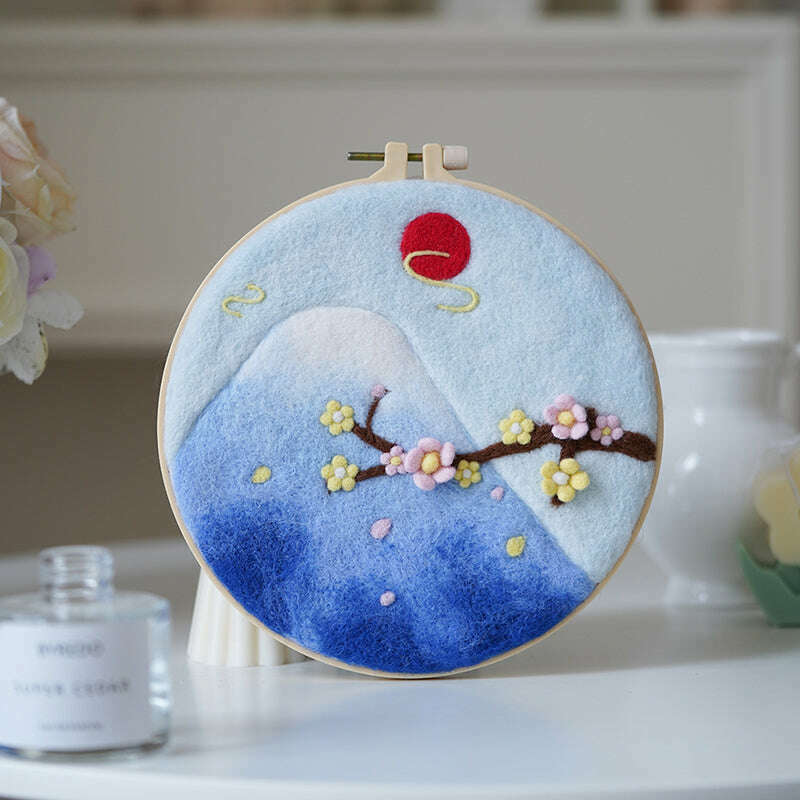 Needle Felting Kit - Sakura Branch in Bloom. Wizardi DIY Wool Craft Kit F07N8-W352