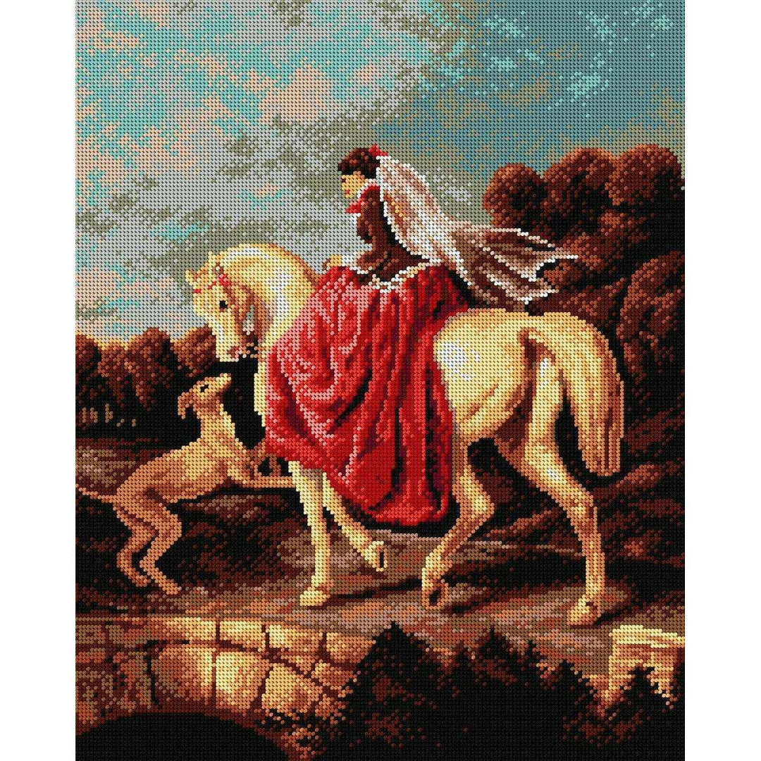 Needlepoint canvas for halfstitch without yarn after Alfred de Dreux - Amazon 2135M