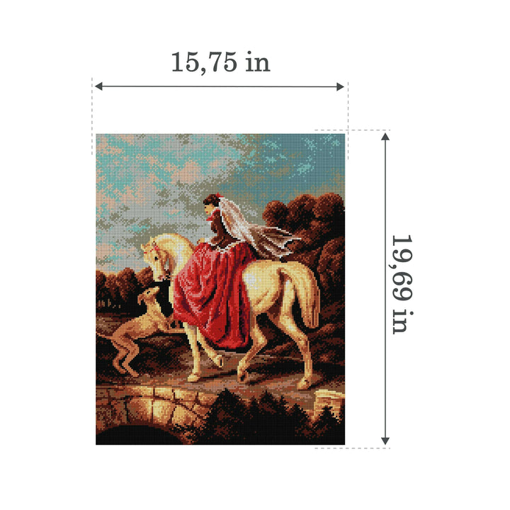 Needlepoint canvas for halfstitch without yarn after Alfred de Dreux - Amazon 2135M