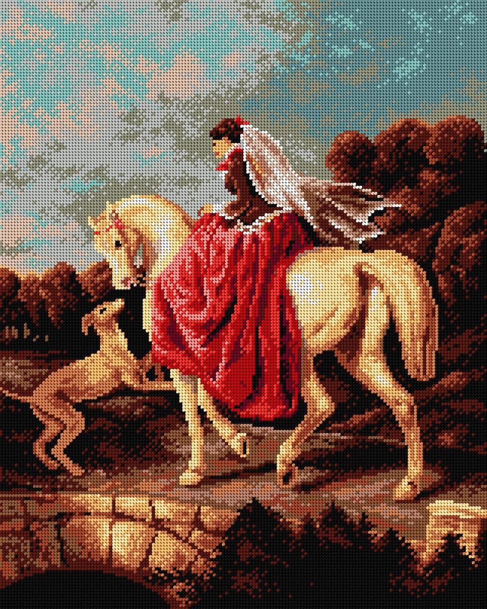 Needlepoint canvas for halfstitch without yarn after Alfred de Dreux - Amazon 2135M