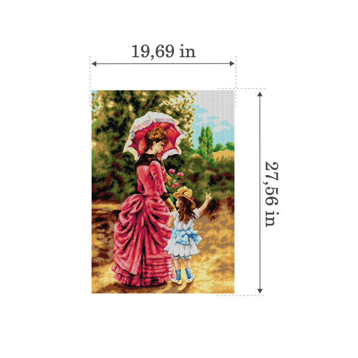 Needlepoint canvas for halfstitch without yarn after Charles Cres - Mother and Child 2907R
