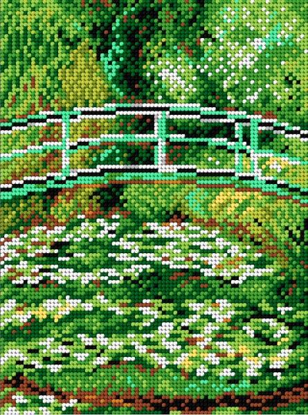 Needlepoint canvas for halfstitch without yarn after Claude Monet - Water Lily Pond 1874F - Printed Tapestry Canvas
