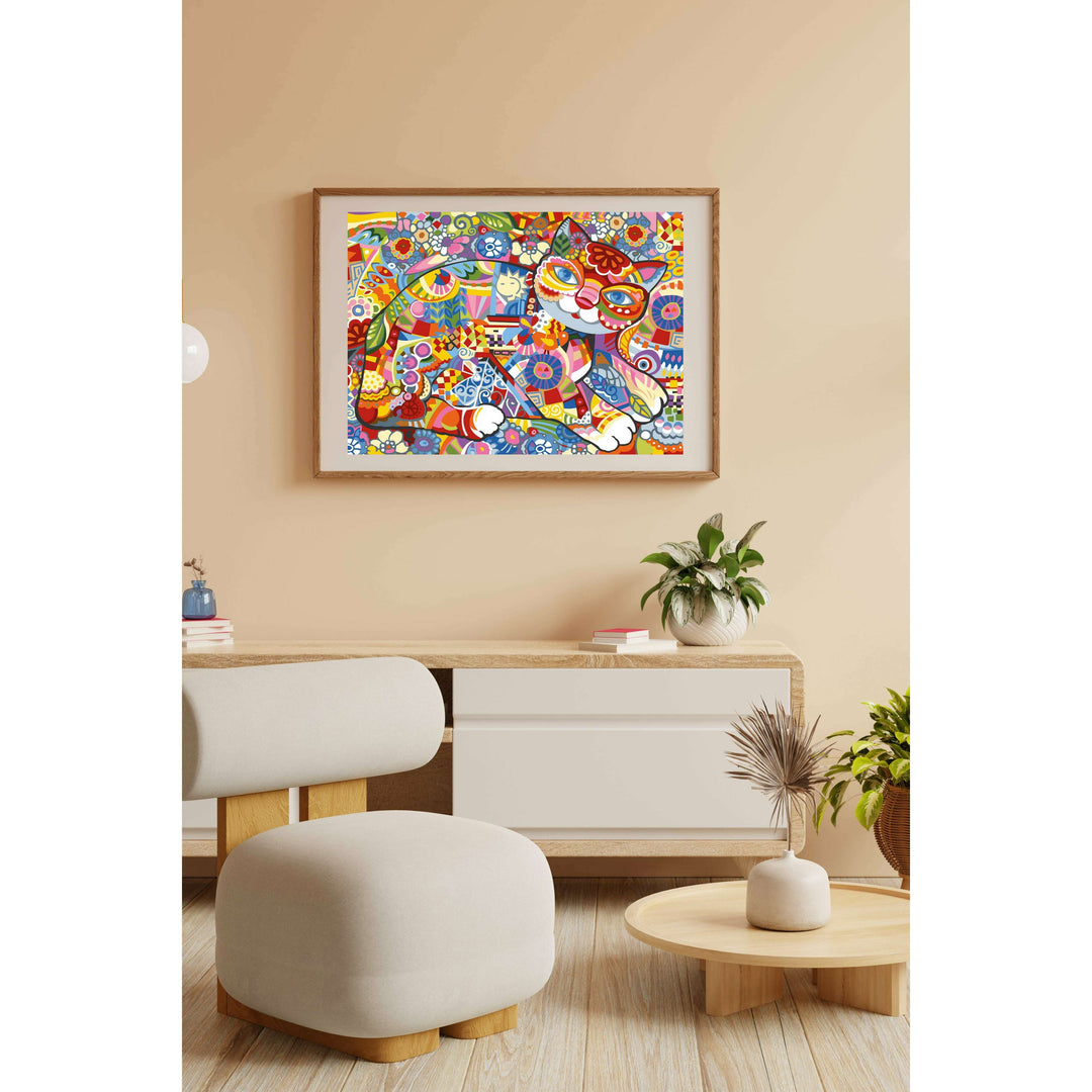 Needlepoint canvas for halfstitch without yarn Canvas Cat Flora SE929.603 Seg De Paris Printed Tapestry Canvas
