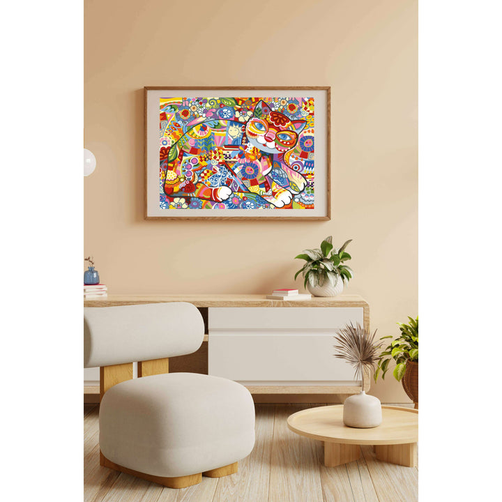 Needlepoint canvas for halfstitch without yarn Canvas Cat Flora SE929.603 Seg De Paris Printed Tapestry Canvas