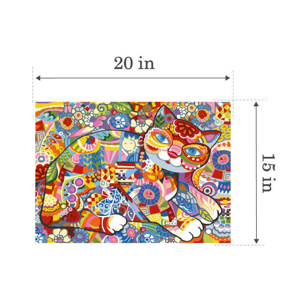 Needlepoint canvas for halfstitch without yarn Canvas Cat Flora SE929.603 Seg De Paris Printed Tapestry Canvas