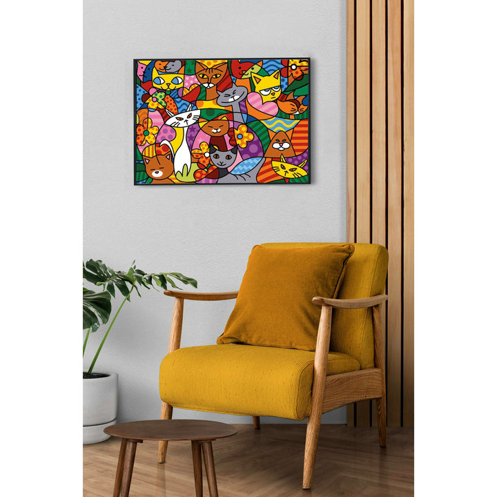 Needlepoint canvas for halfstitch without yarn Canvas Color Cats SE929.599 Seg De Paris Printed Tapestry Canvas