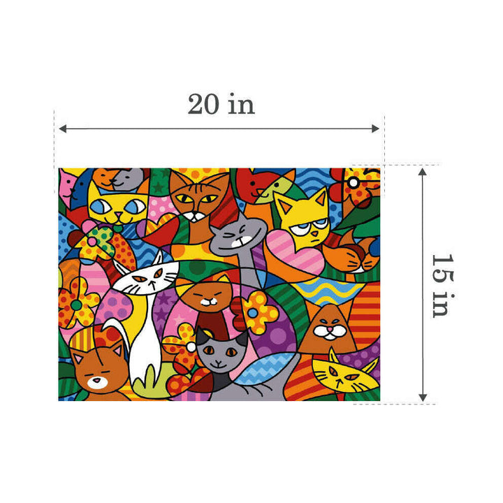 Needlepoint canvas for halfstitch without yarn Canvas Color Cats SE929.599 Seg De Paris Printed Tapestry Canvas