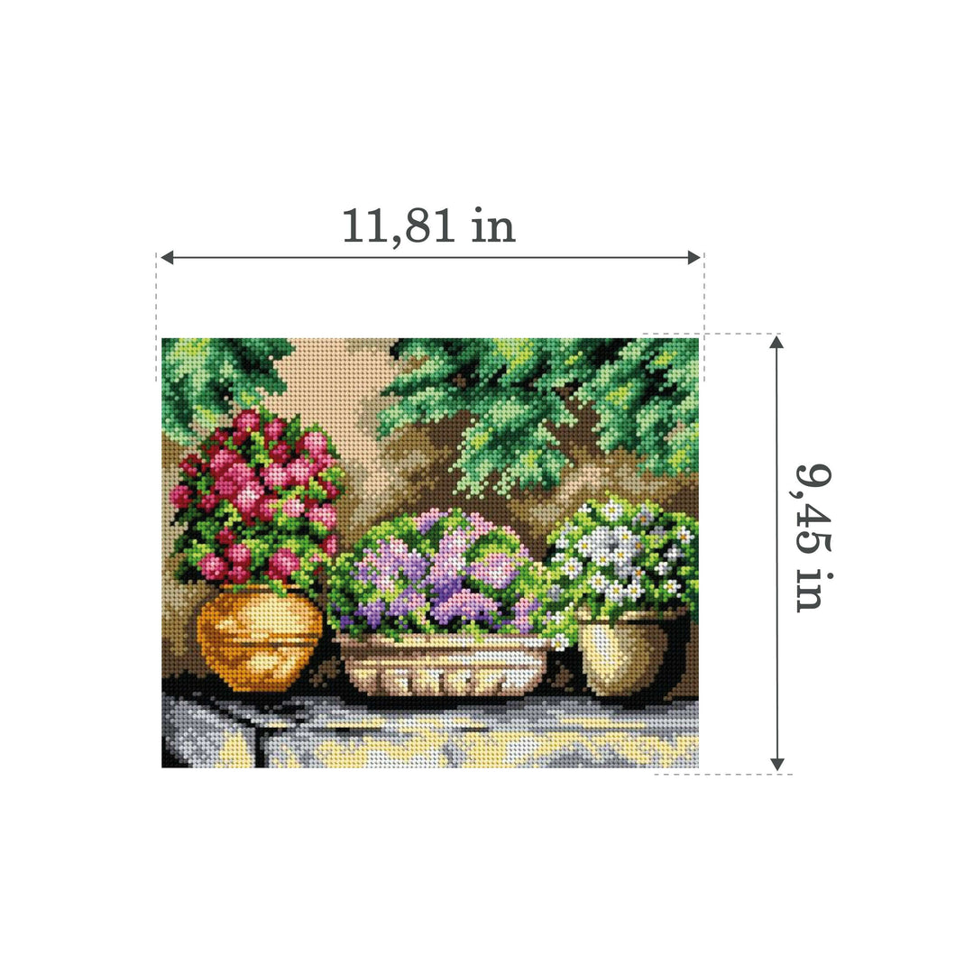 Needlepoint canvas for halfstitch without yarn Flowers in My Garden 2411H - Printed Tapestry Canvas