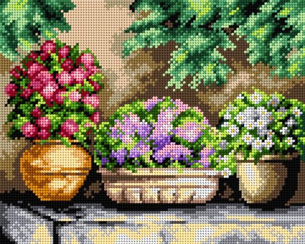 Needlepoint canvas for halfstitch without yarn Flowers in My Garden 2411H - Printed Tapestry Canvas