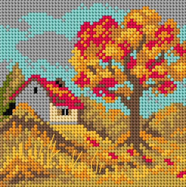 Needlepoint canvas for halfstitch without yarn Four Seasons - Autumn 2843D - Printed Tapestry Canvas