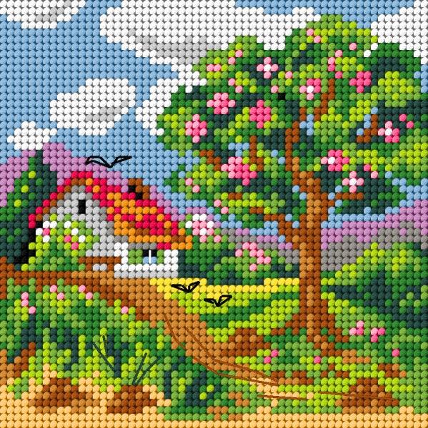 Needlepoint canvas for halfstitch without yarn Four Seasons - Spring 2841D - Printed Tapestry Canvas