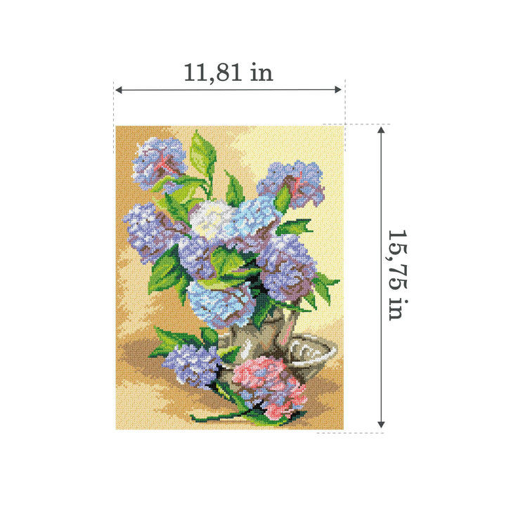 Needlepoint canvas for halfstitch without yarn Hydrangeas 3560J