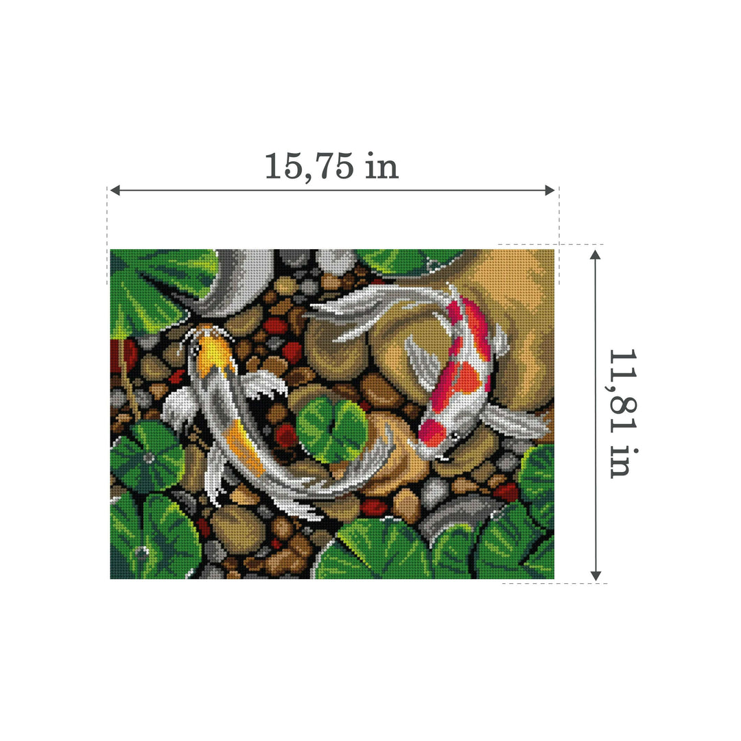 Needlepoint canvas for halfstitch without yarn Koi Carps 3006J