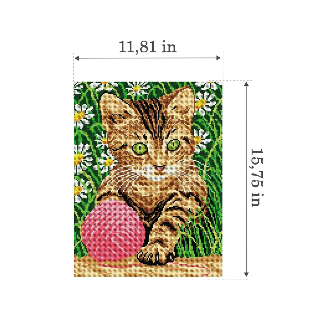 Needlepoint canvas for halfstitch without yarn Little Cat in a Grass 1242J