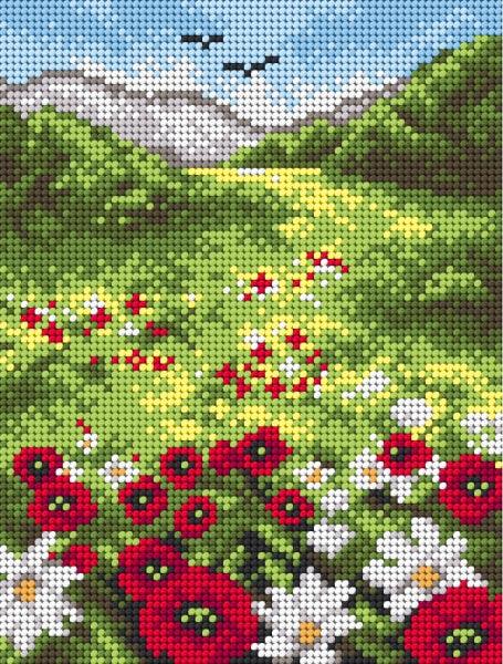 Needlepoint canvas for halfstitch without yarn On the Meadow 2227F - Printed Tapestry Canvas