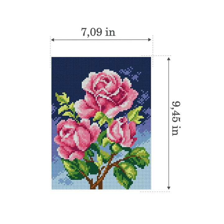 Needlepoint canvas for halfstitch without yarn Pink Roses 2594F - Printed Tapestry Canvas