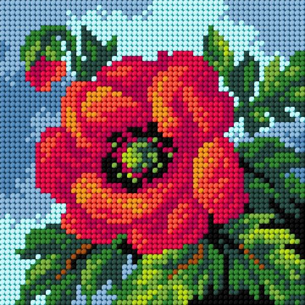 Needlepoint canvas for halfstitch without yarn Poppy 2755D - Printed Tapestry Canvas