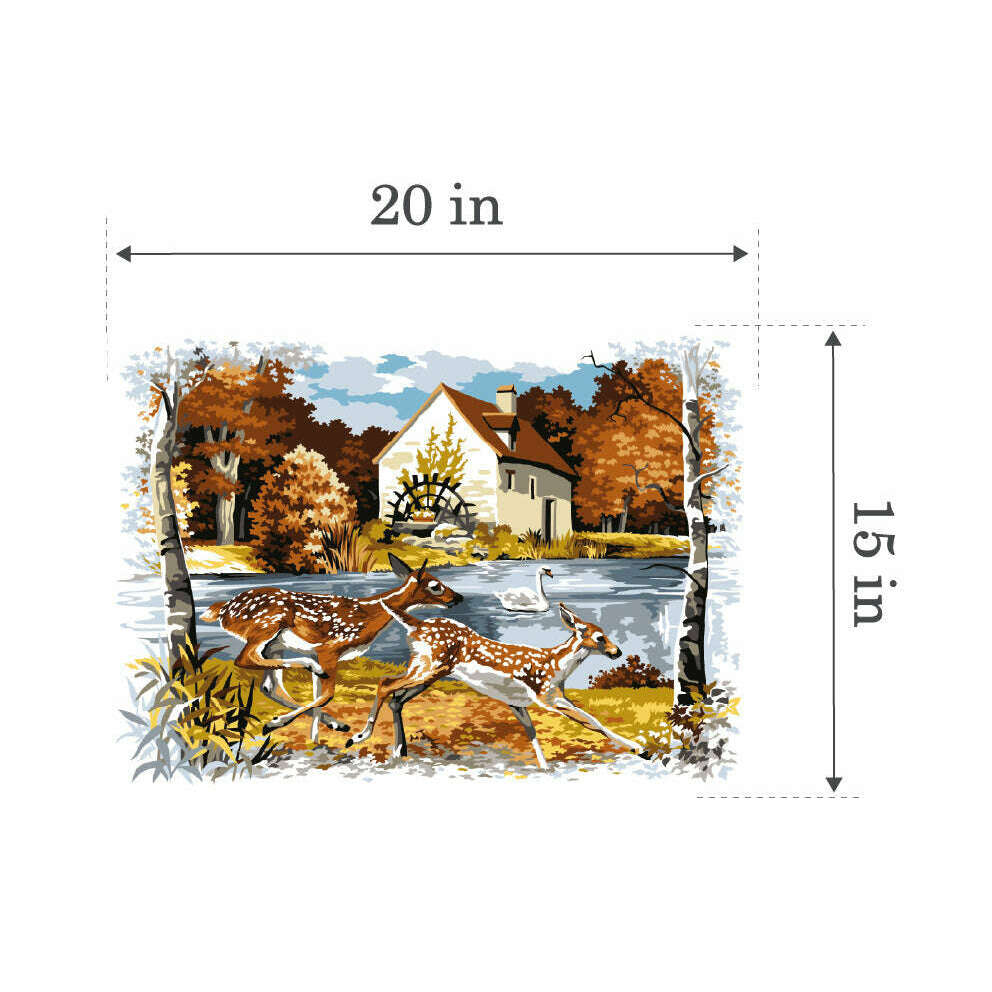 Needlepoint canvas for halfstitch without yarn Season Of Leaves SE929.674 Seg De Paris Printed Tapestry Canvas