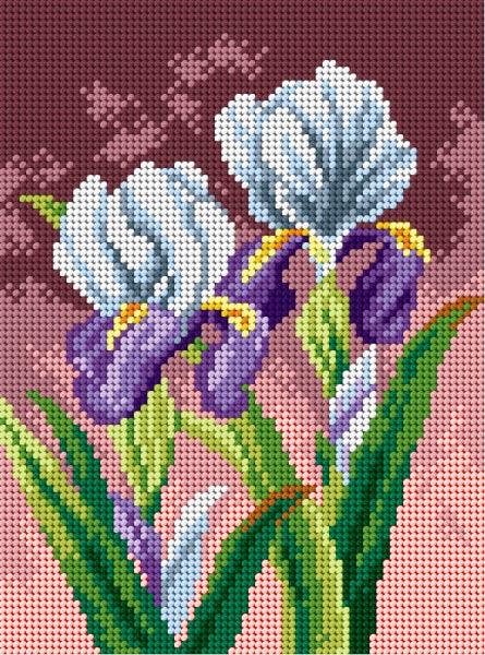 Needlepoint canvas for halfstitch without yarn Spring Irises 2595F - Printed Tapestry Canvas
