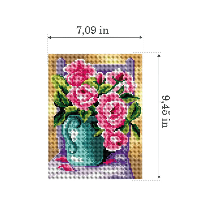 Needlepoint canvas for halfstitch without yarn Still Life with Roses 2893F - Printed Tapestry Canvas