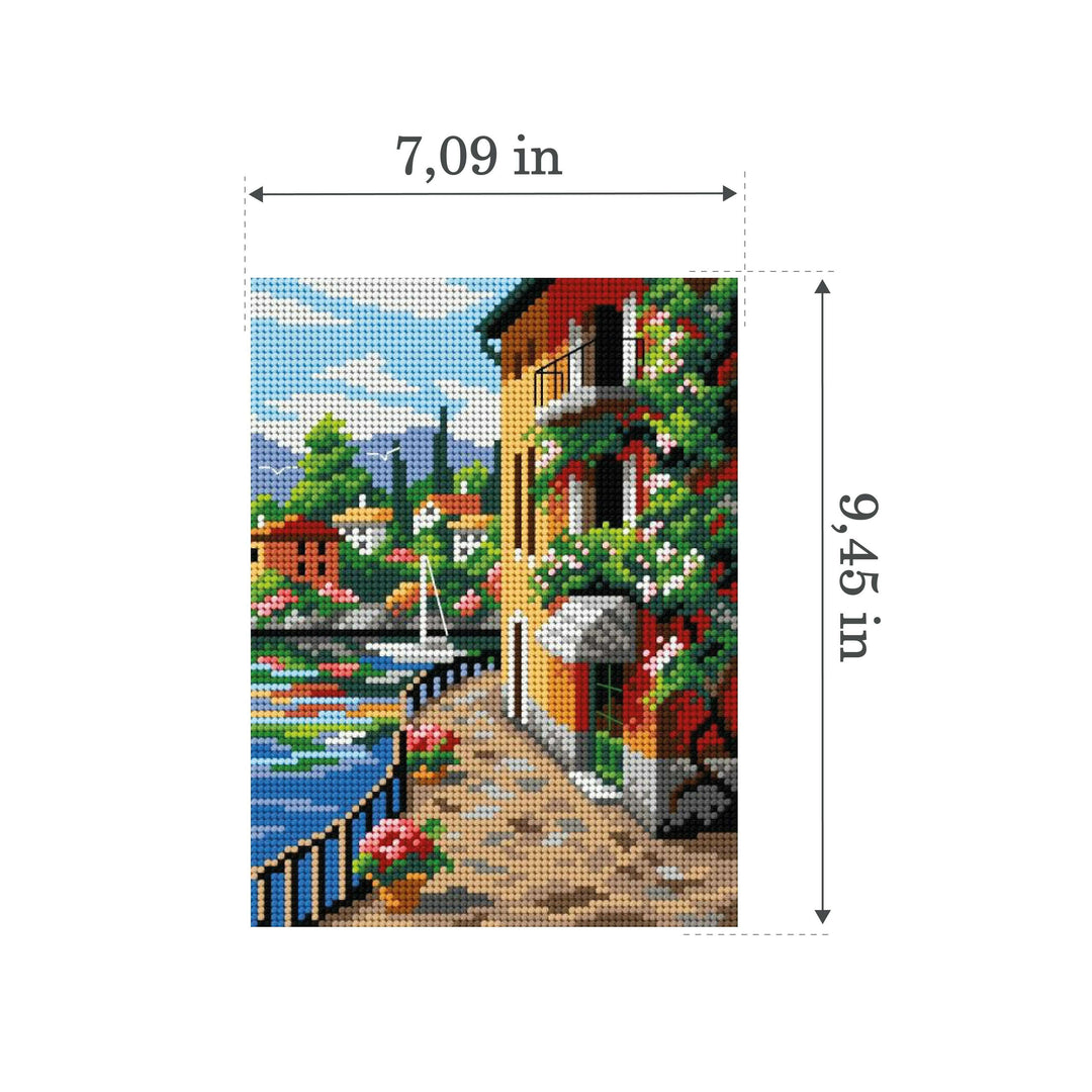 Needlepoint canvas for halfstitch without yarn Sunny Seaside 3189F - Printed Tapestry Canvas