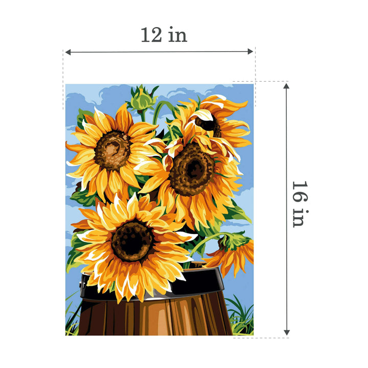 Needlepoint canvas for halfstitch without yarn The Barrel Canvas Sunflowers SE926.332 Seg De Paris Printed Tapestry Canvas