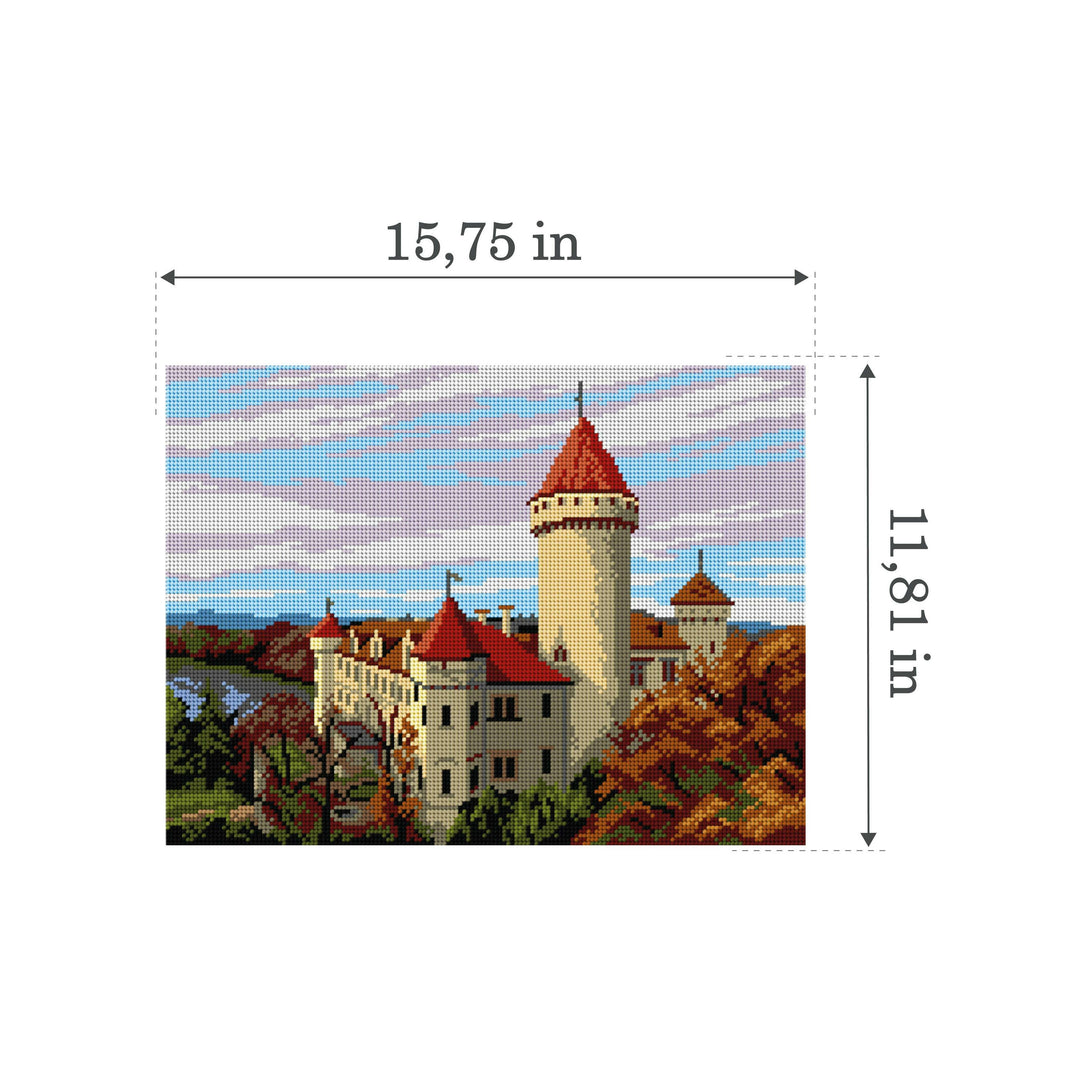Needlepoint canvas for halfstitch without yarn  The Konopiste Castle 3582J