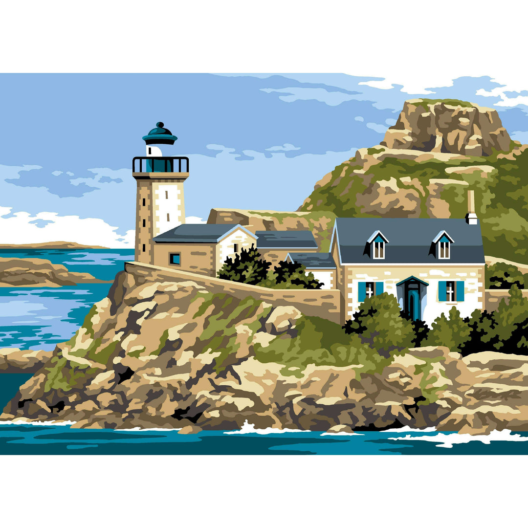 Needlepoint canvas for halfstitch without yarn The Rocks of Brittany SE929.726 Seg De Paris Printed Tapestry Canvas