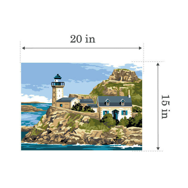 Needlepoint canvas for halfstitch without yarn The Rocks of Brittany SE929.726 Seg De Paris Printed Tapestry Canvas