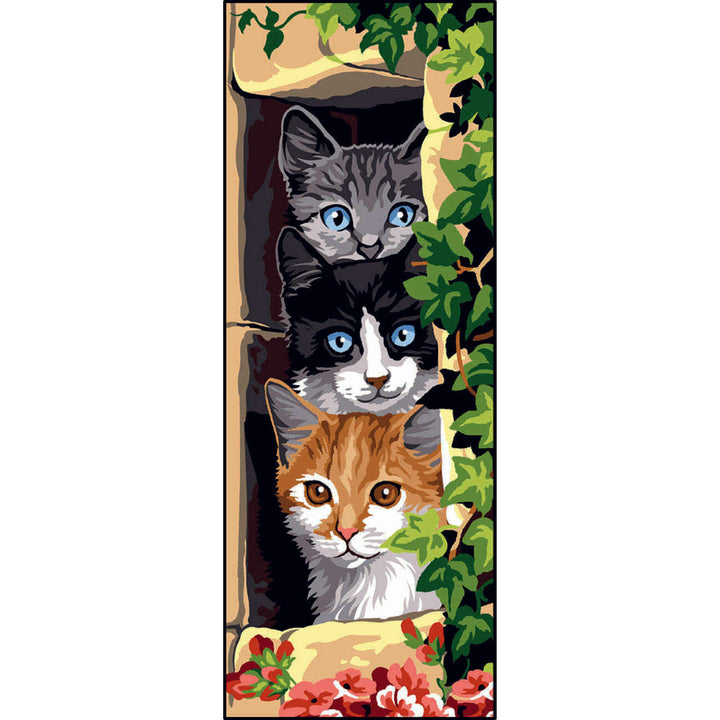 Needlepoint canvas for halfstitch without yarn The Three Cats SE950.168 Seg De Paris Printed Tapestry Canvas