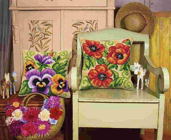Cushion cross stitch kit "Poppies" 9535