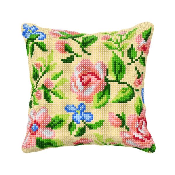 Cushion cross stitch kit  "Roses on the beighe background" 99009