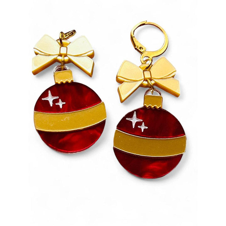 NEW! "I PICCOLINI" Earrings - Christmas Balls - Red and Gold Ball image 2