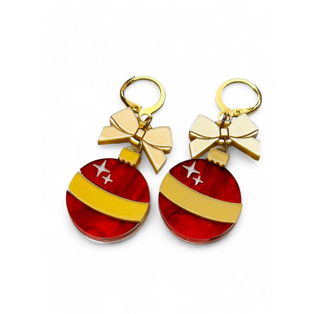 NEW! "I PICCOLINI" Earrings - Christmas Balls - Red and Gold Ball image 3