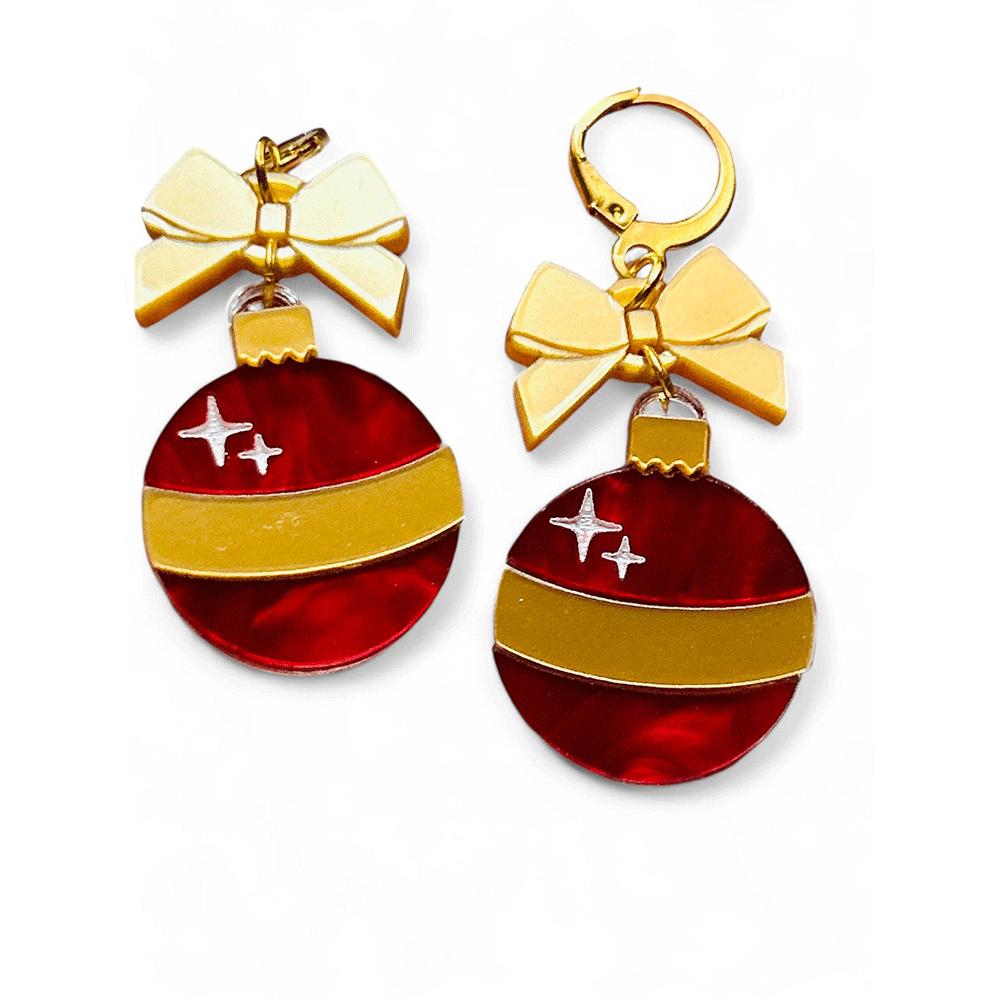 NEW! "I PICCOLINI" Earrings - Christmas Balls - Red and Gold Ball image 4