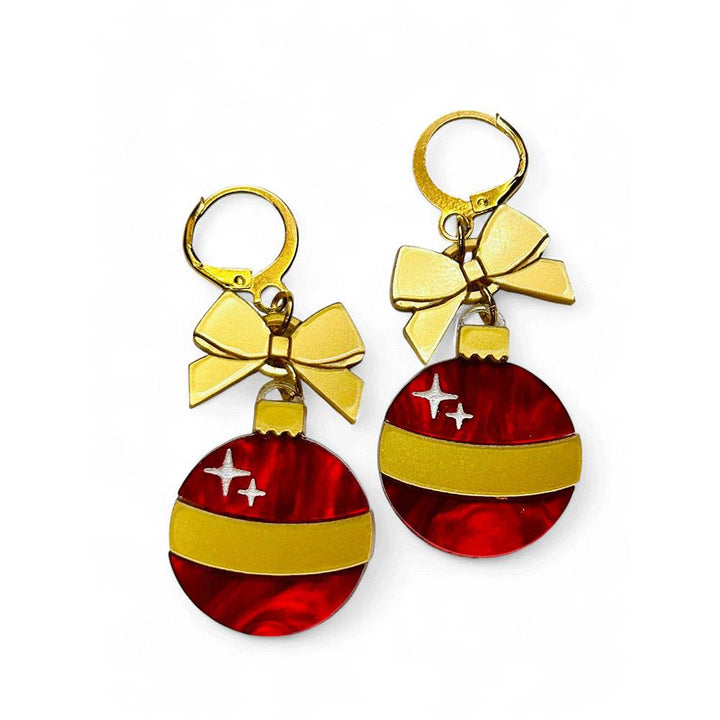 NEW! "I PICCOLINI" Earrings - Christmas Balls - Red and Gold Ball image