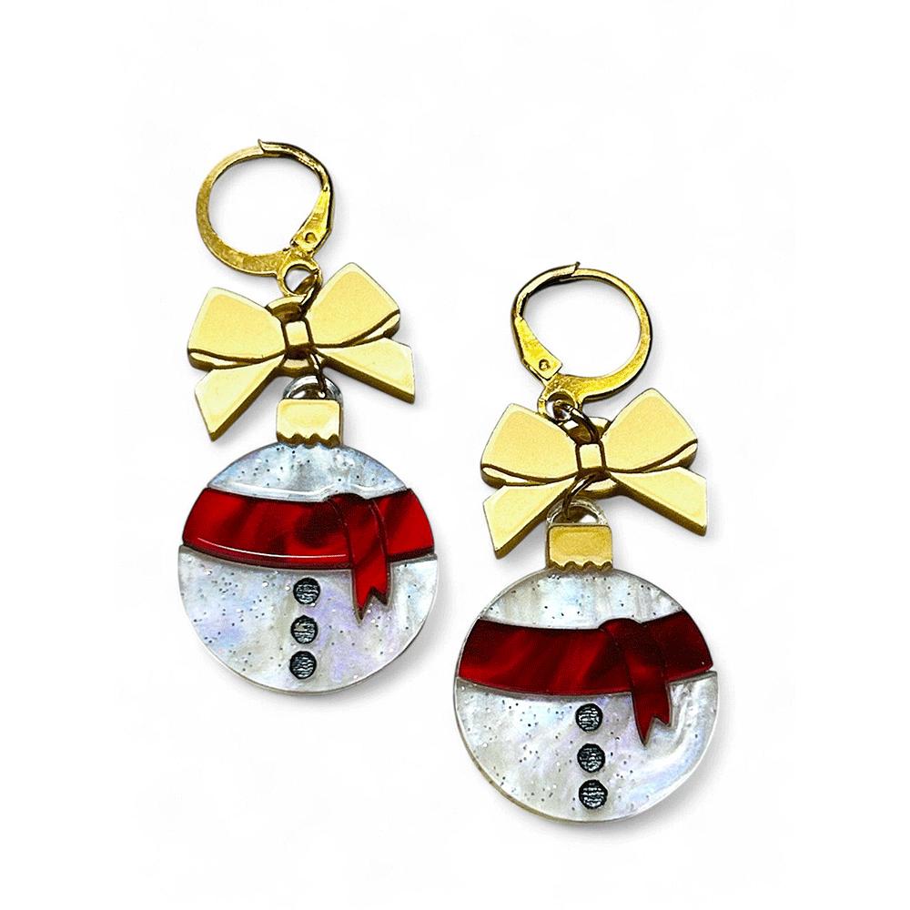 NEW! "I PICCOLINI" Earrings - Christmas Balls - Snowman with Bow image 1