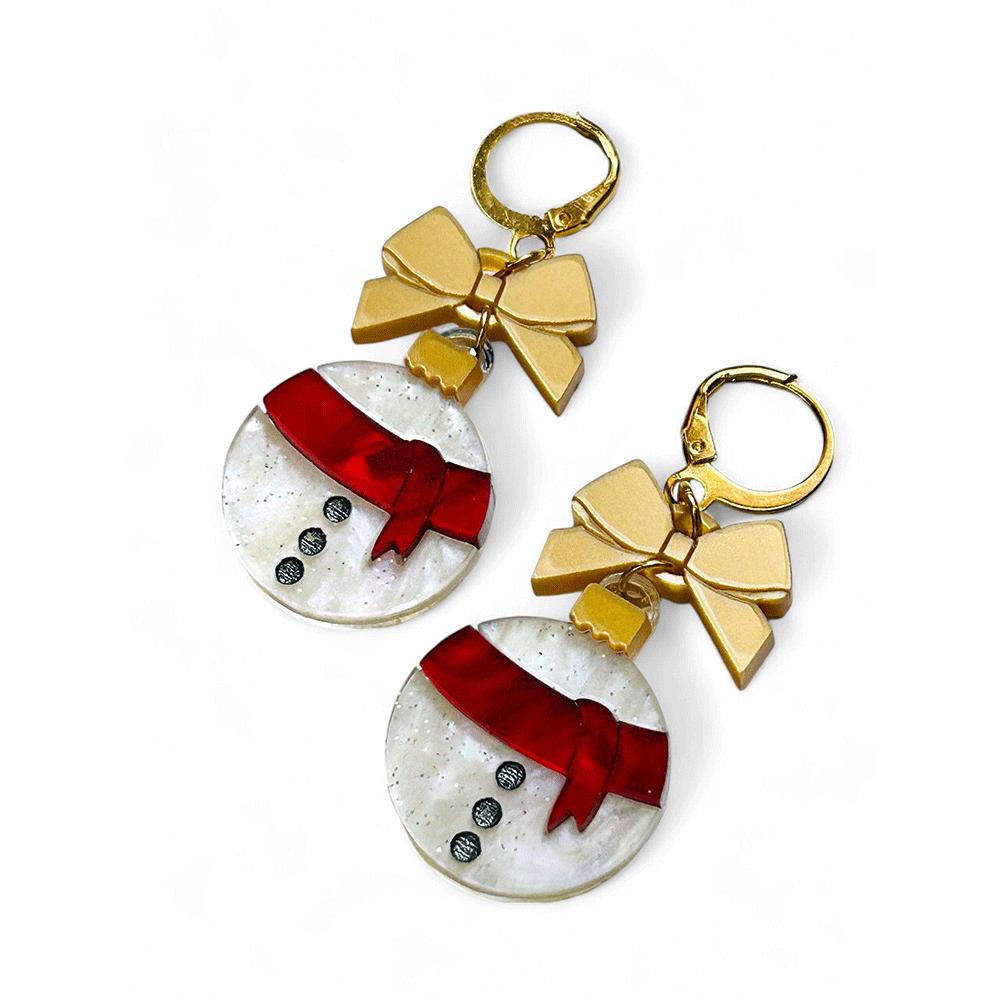 NEW! "I PICCOLINI" Earrings - Christmas Balls - Snowman with Bow image 2