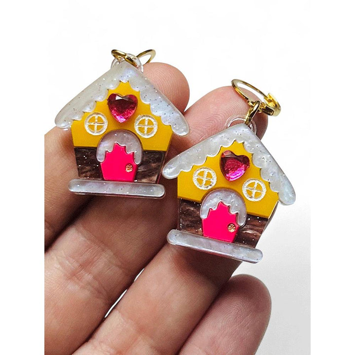 NEW! "I PICCOLINI" Earrings - Mini Marzipan House with Rhinestones image 1