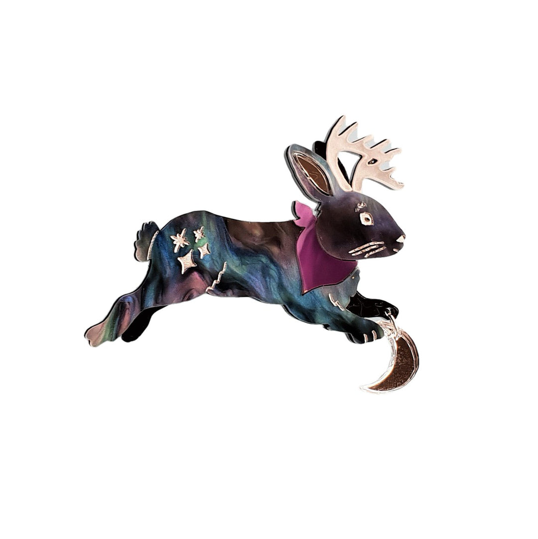 Mystic Moon Jackalope Brooch