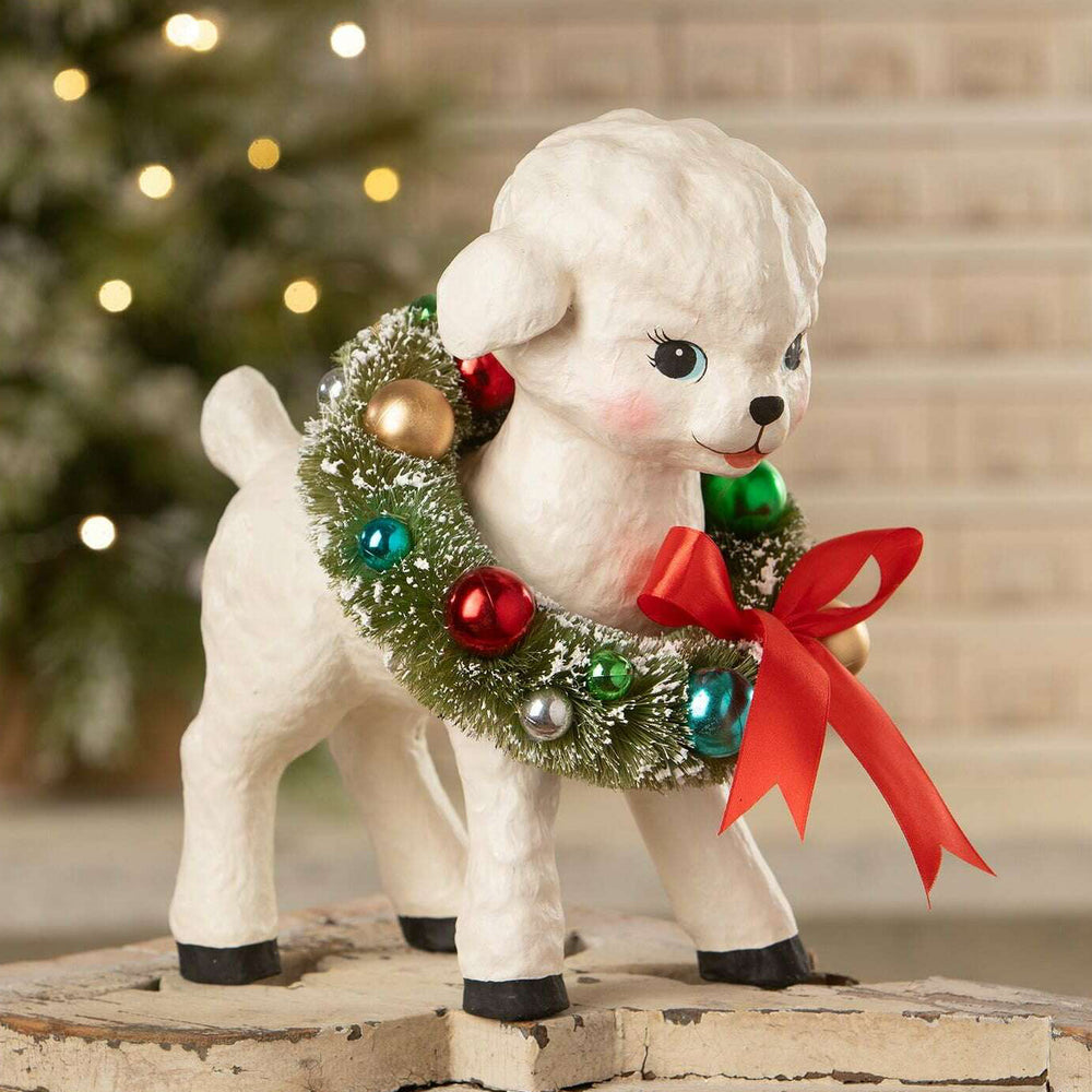 Noelle Lamb with Wreath by Bethany Lowe Designs, christmas decor